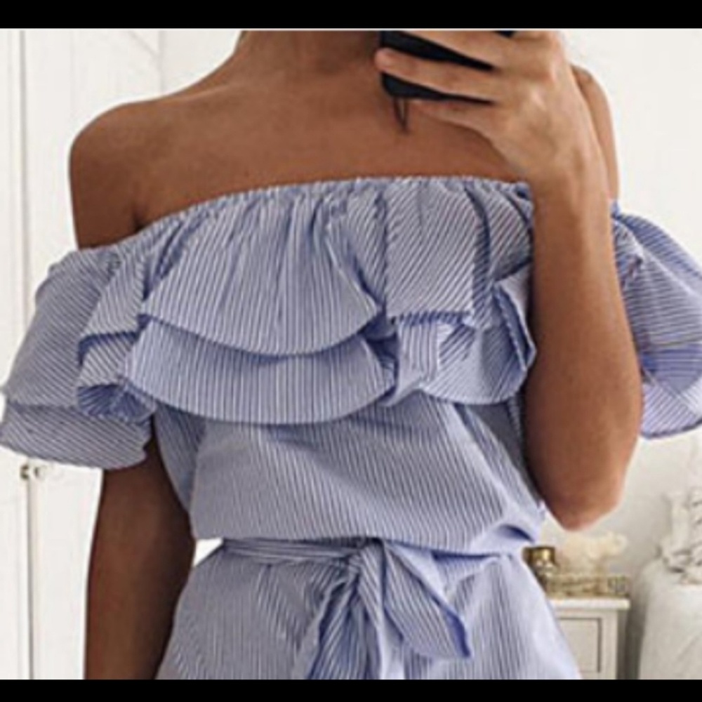 New! Blue Summer mini dress size S - Picture 2 of 3